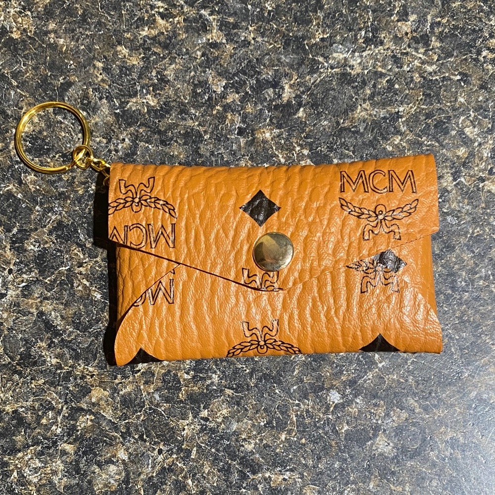 MCM Brown/Black  Leather Keychain Pouch